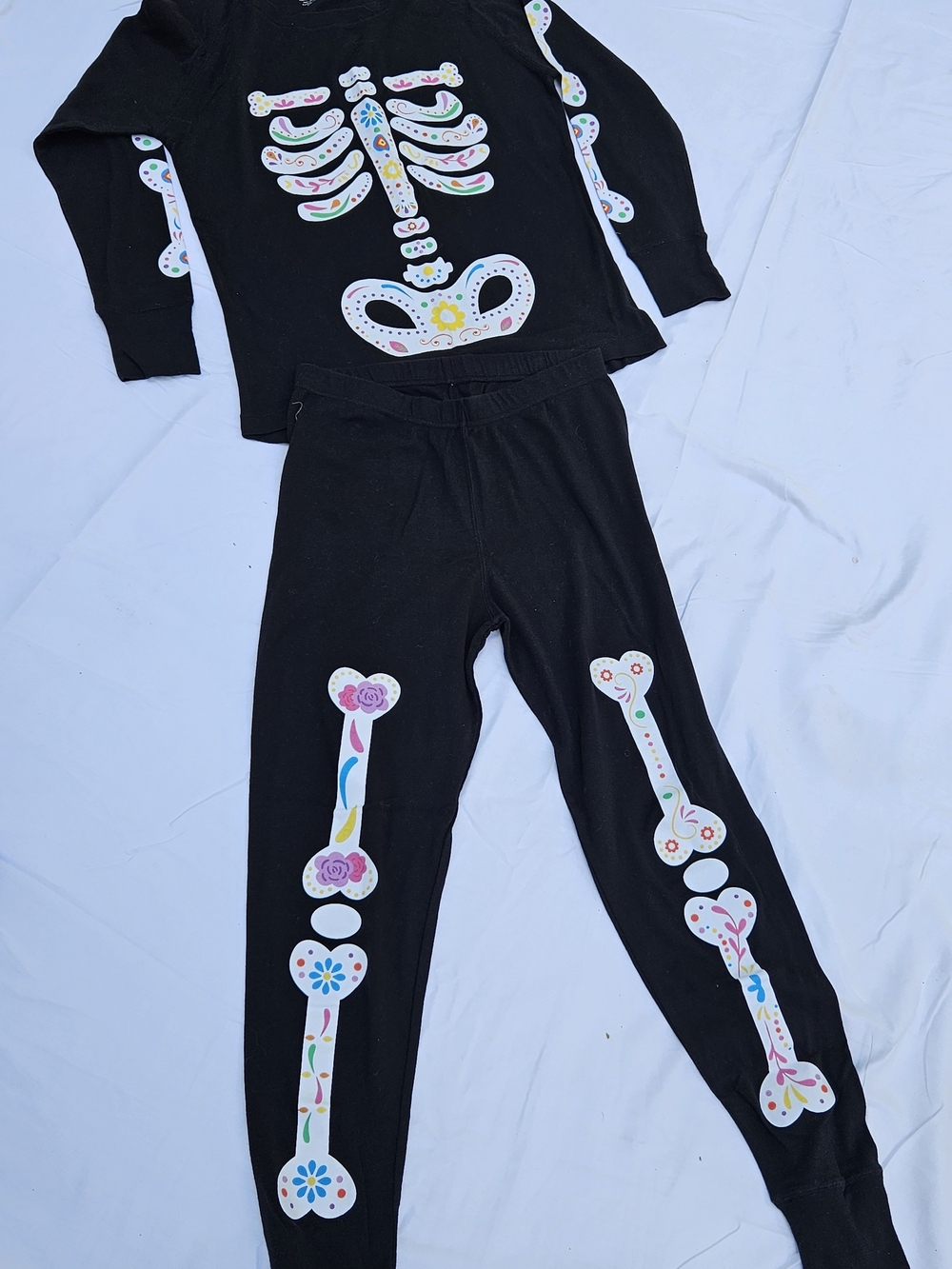 Go Fish Clothing Day of the Dead Floral Skeleton Loungewear PJ Set Women's M